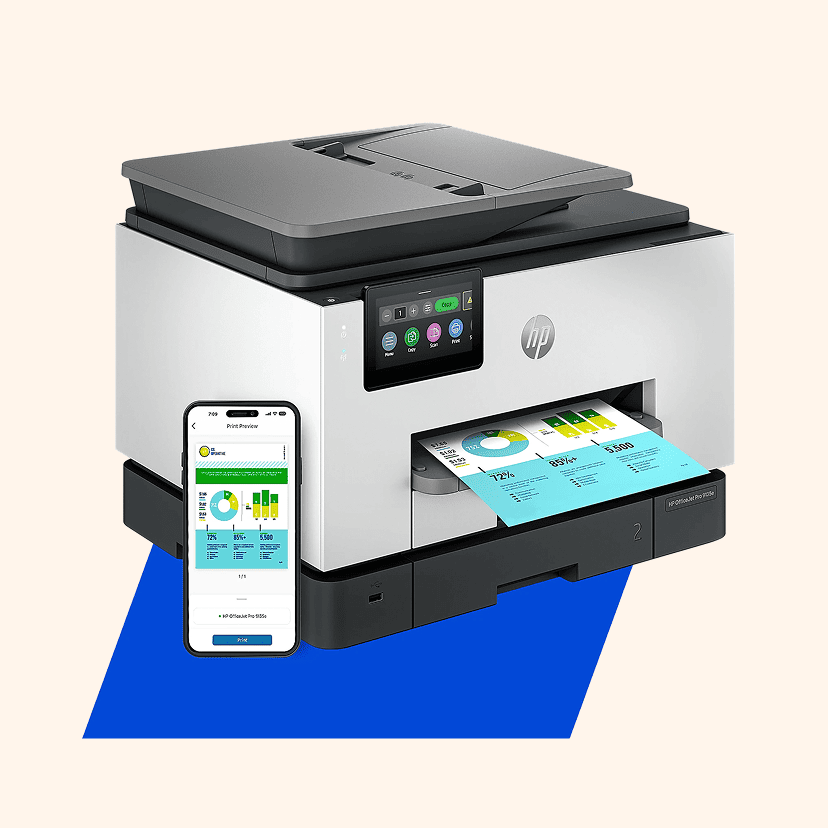 HP OfficeJet Pro 9135e Wireless All-in-One Color Inkjet Printer, print, scan, copy, fax, duplex, best for office, 3-mo free Instant Ink, AI-enabled