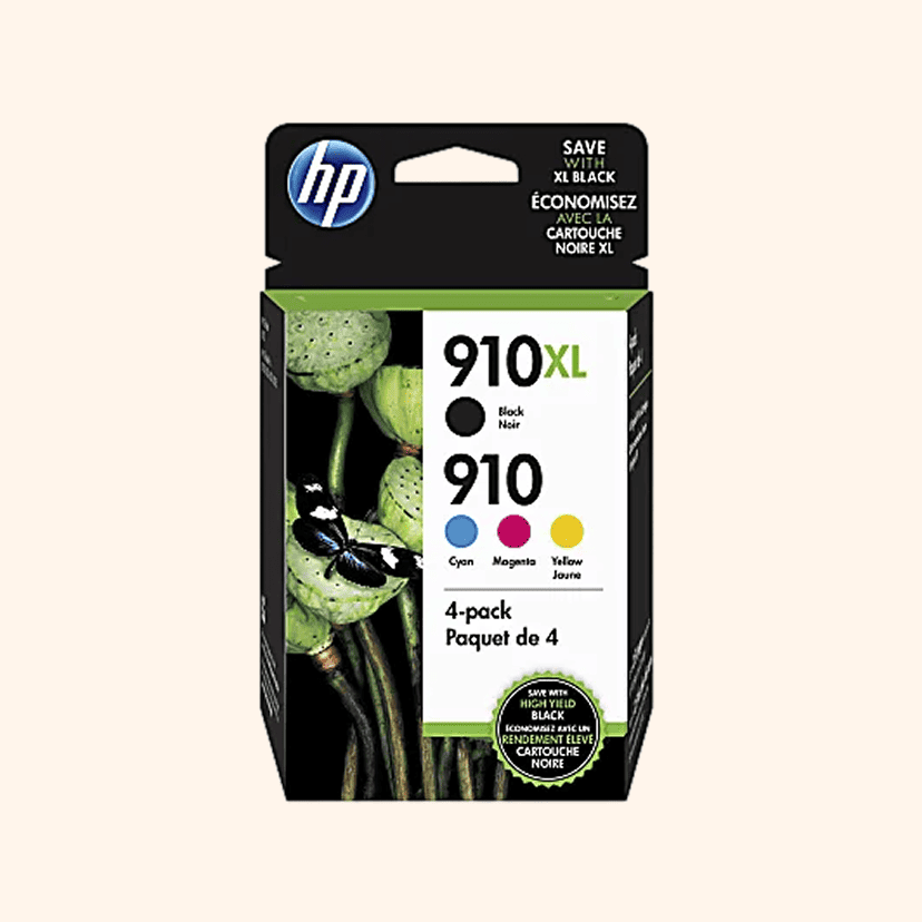 HP 910XL Black/910 Cyan; Magenta; Yellow High-Yield Ink Cartridges, Pack Of 4, 3JB41AN