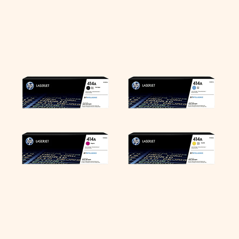 HP 414A 4-Color Black/Cyan/Magenta/Yellow Toner Cartridges, Pack Of 4 Cartridges, HP414ASET-OD