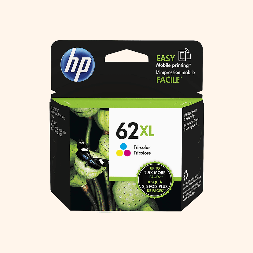 HP 62XL Tri-Color High-Yield Ink Cartridge, C2P07AN